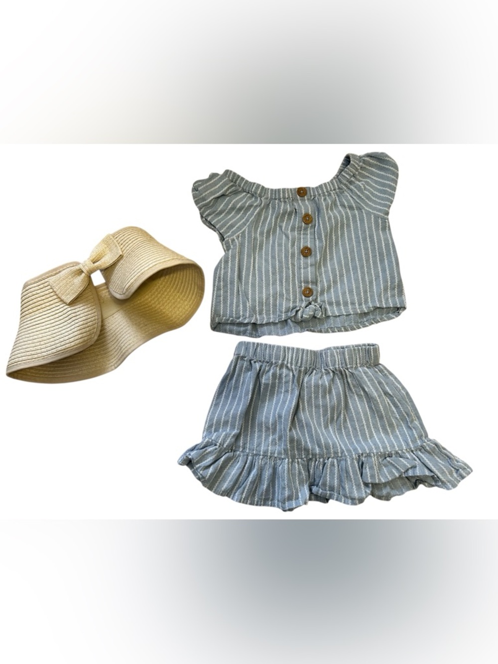 4T girl set- skirt, top, and open crown bow hat